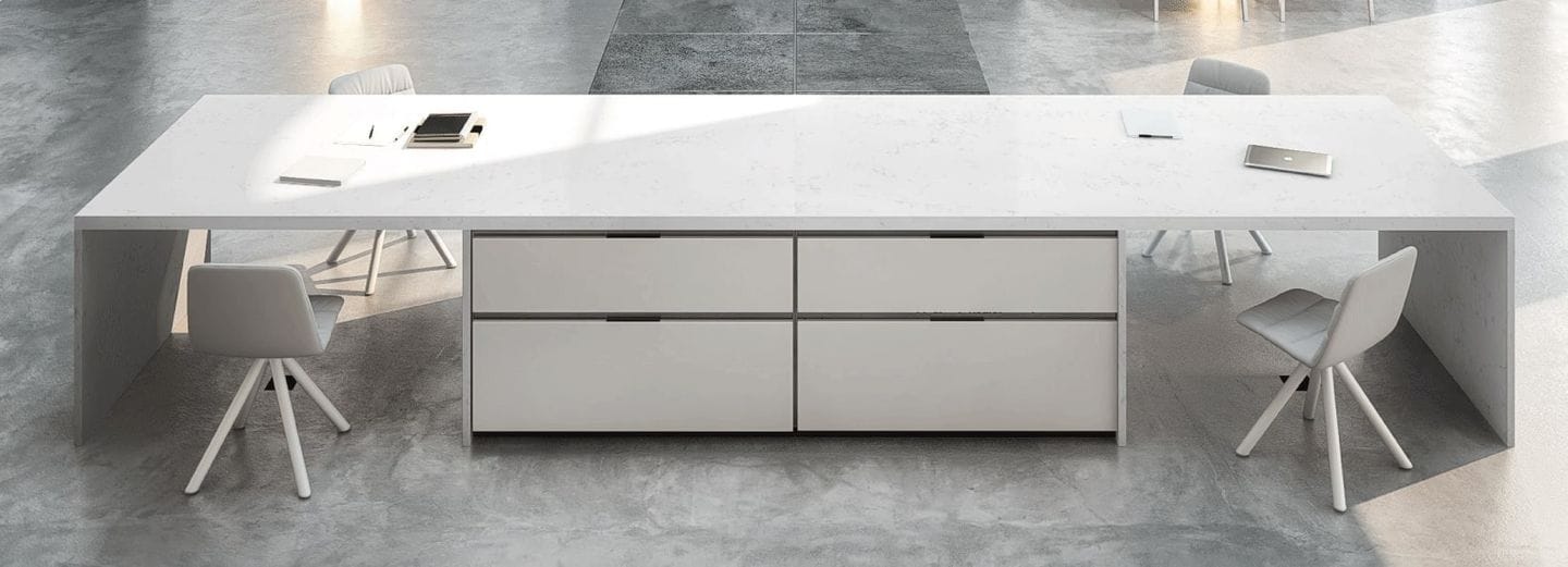 Image de réalisation de bureau en pierre blanche